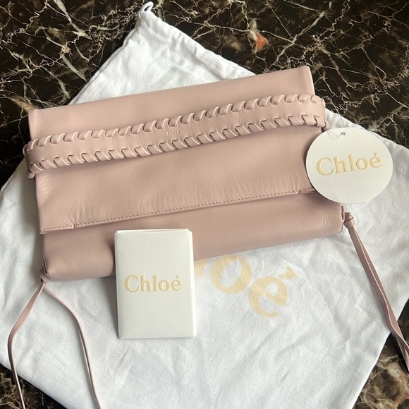 Chloé Mony Leather Whipstitch Clutch in Misty Lavender NWT - Picture 7 of 13